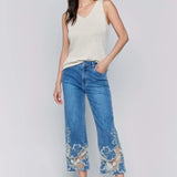Crop Jeans w/Laser Cut Hem