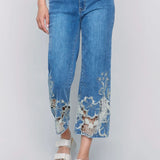 Crop Jeans w/Laser Cut Hem