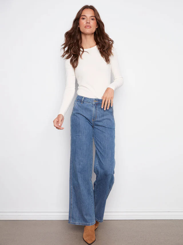 Wide Leg Stretch Jeans