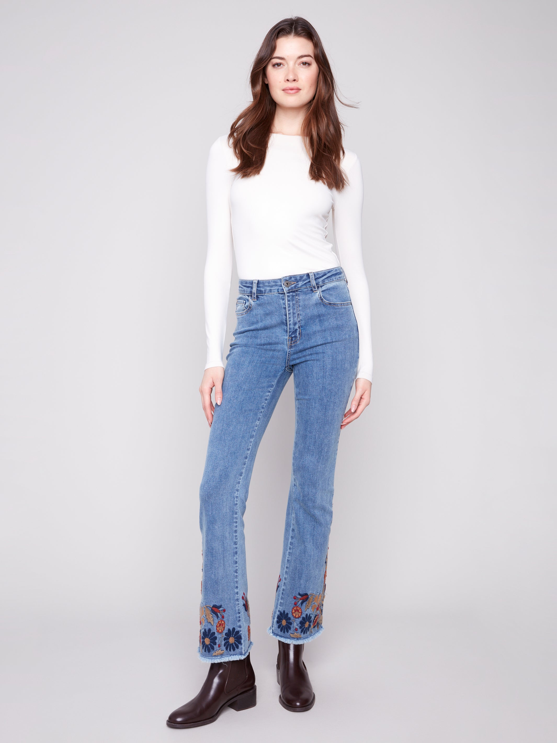 Heather Floral Flare Pants