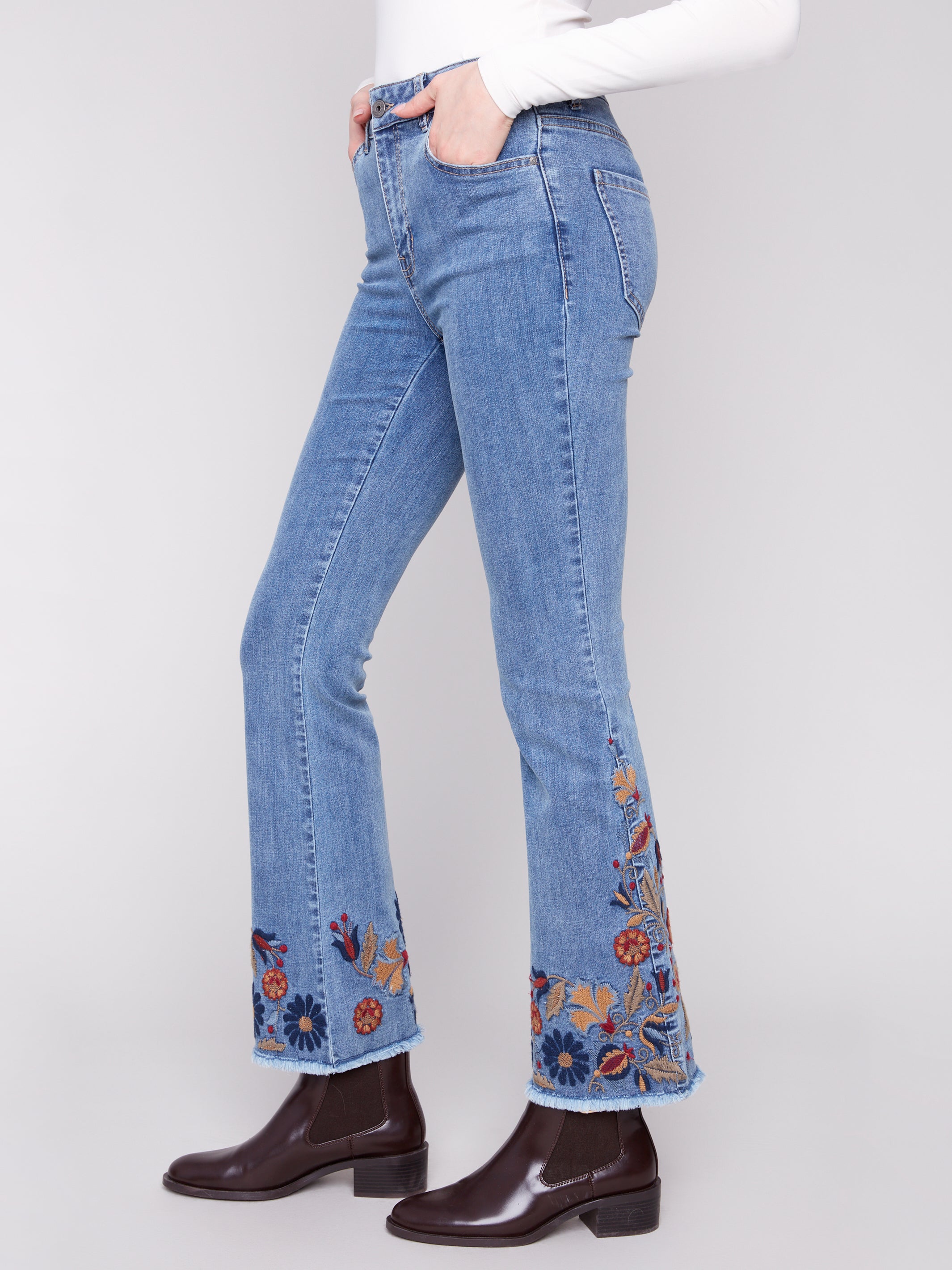Heather Floral Flare Pants
