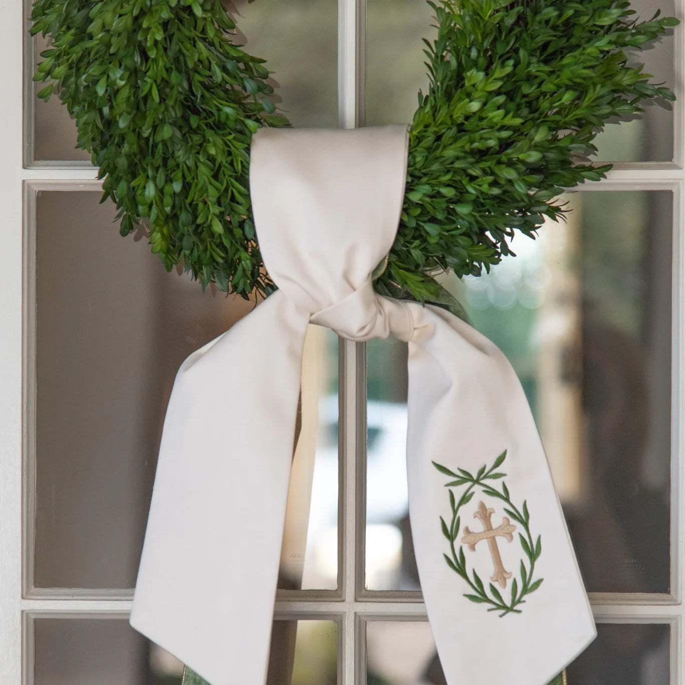 Fig & Dove Cross Wreath Sash
