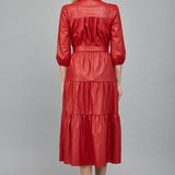 Ariah Leather Tiered Midi Dress