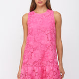 FLORAL EYELET BOW-BACK MINI DRESS