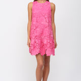 FLORAL EYELET BOW-BACK MINI DRESS