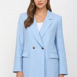 Double Breasted Linen Blend Blazer