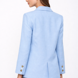 Double Breasted Linen Blend Blazer