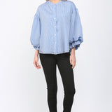 Vee Bubble Sleeve Blouse