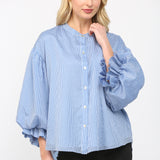 Vee Bubble Sleeve Blouse