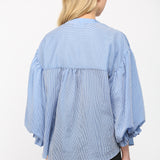 Vee Bubble Sleeve Blouse