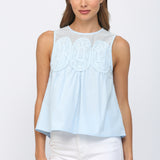 Contrast Mesh Sleeveless Top