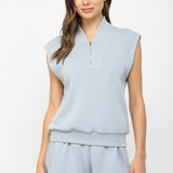 Modal Blend Sleeveless Zip Up Set