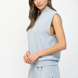 Modal Blend Sleeveless Zip Up Set
