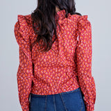 Ruffle Leopard Poplin Top