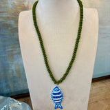 Vibrant Beaded Fish Necklace
