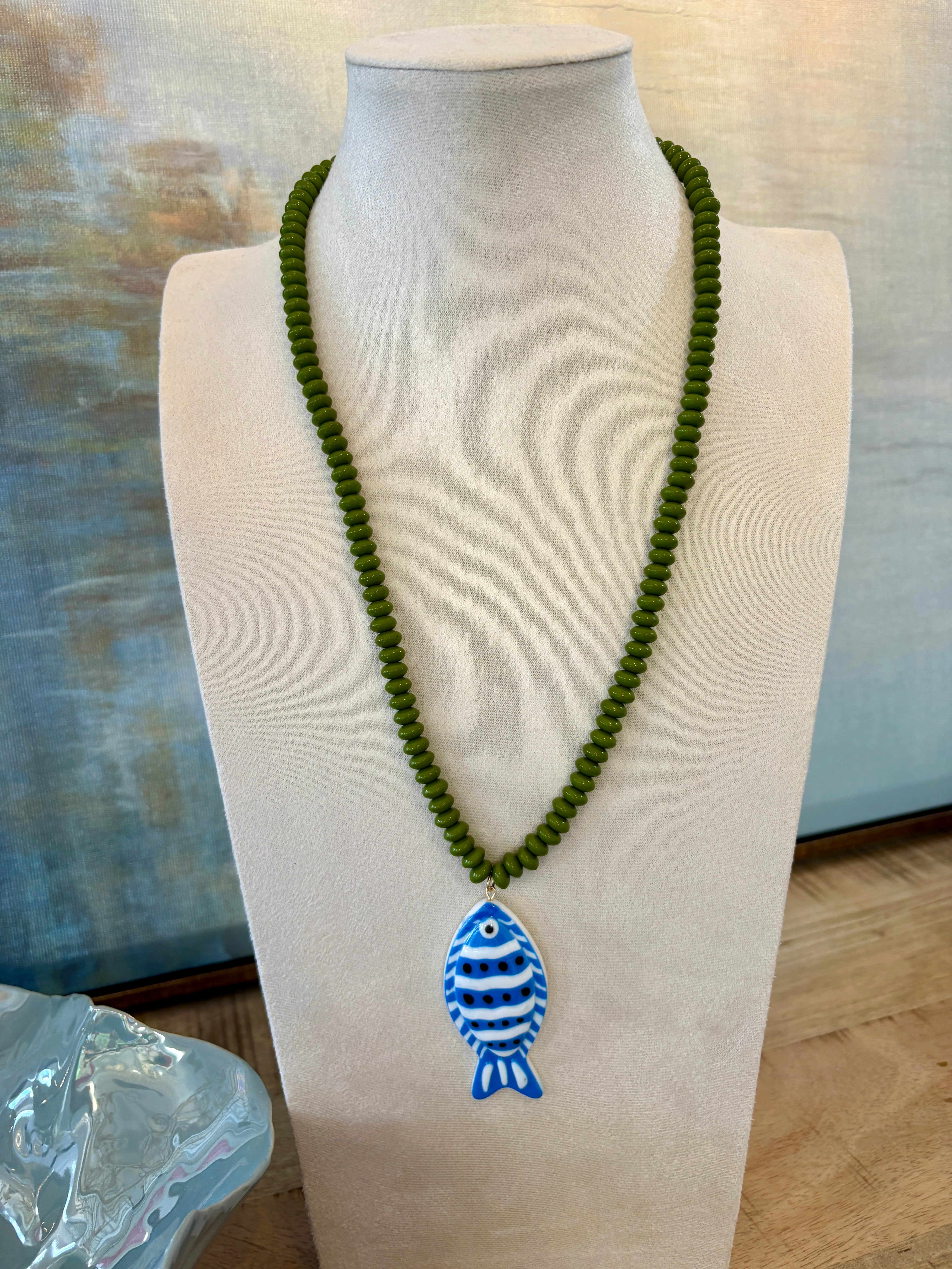 Vibrant Beaded Fish Necklace