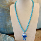 Vibrant Beaded Fish Necklace