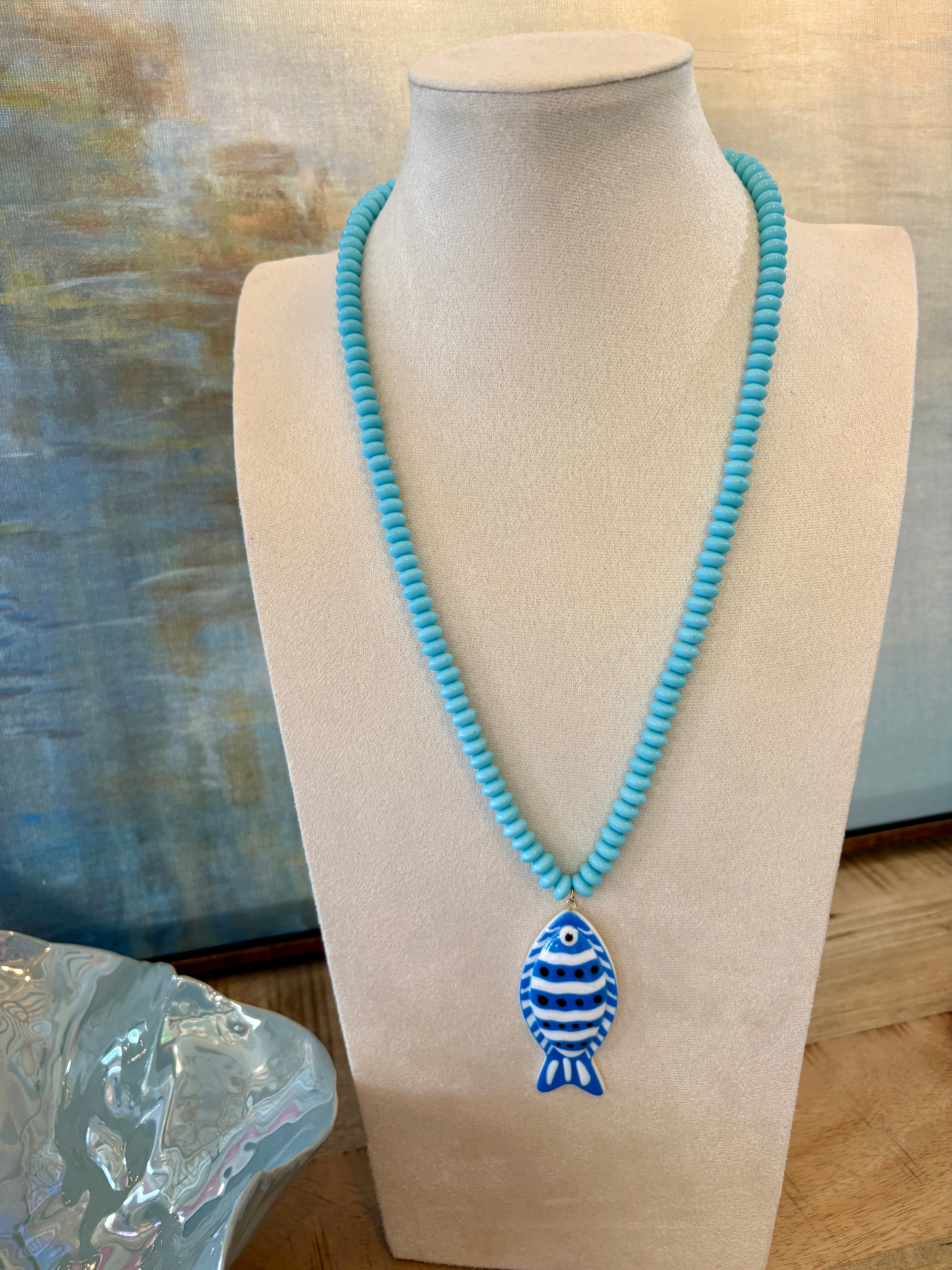 Vibrant Beaded Fish Necklace