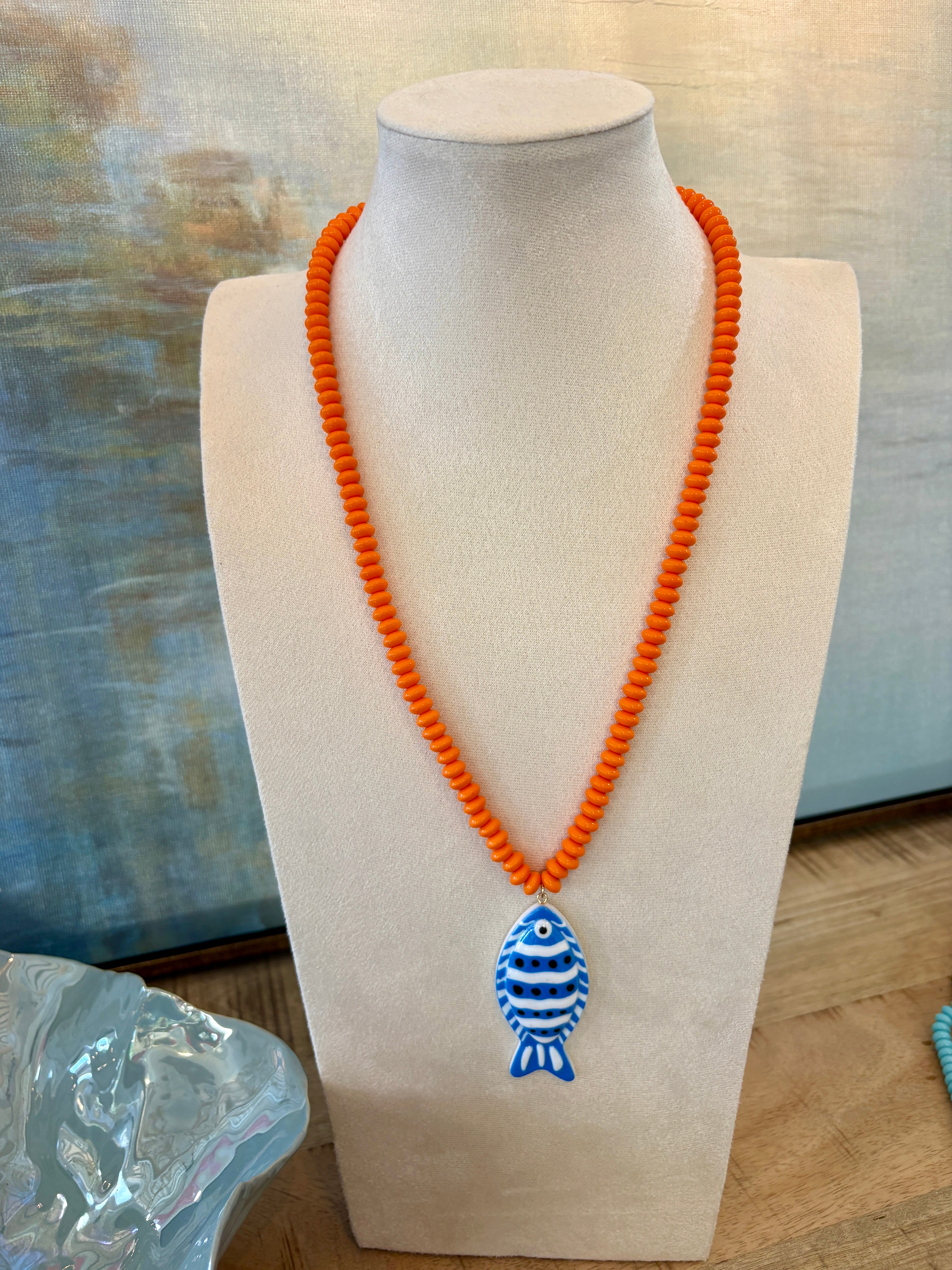 Vibrant Beaded Fish Necklace