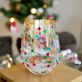 Stemless Holiday Wine Glasses
