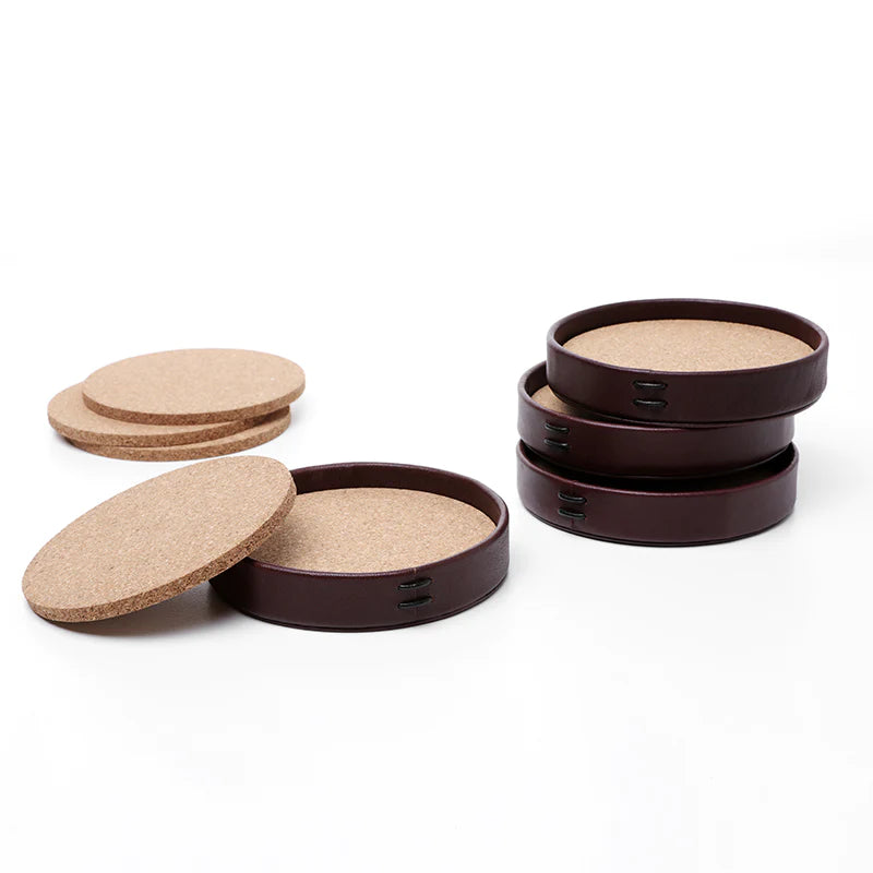 Set of 4 Leather Coasters