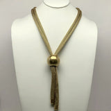 Long Mesh Metal Ball Tie Necklace