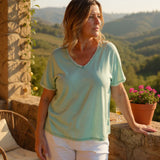 Raw Edge V-neck Top