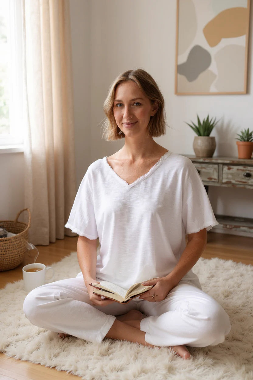 Raw Edge V-neck Top