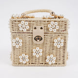 Woven wicker bucket bag