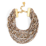 Gabriella Marbled Beige Layered Beaded Necklace