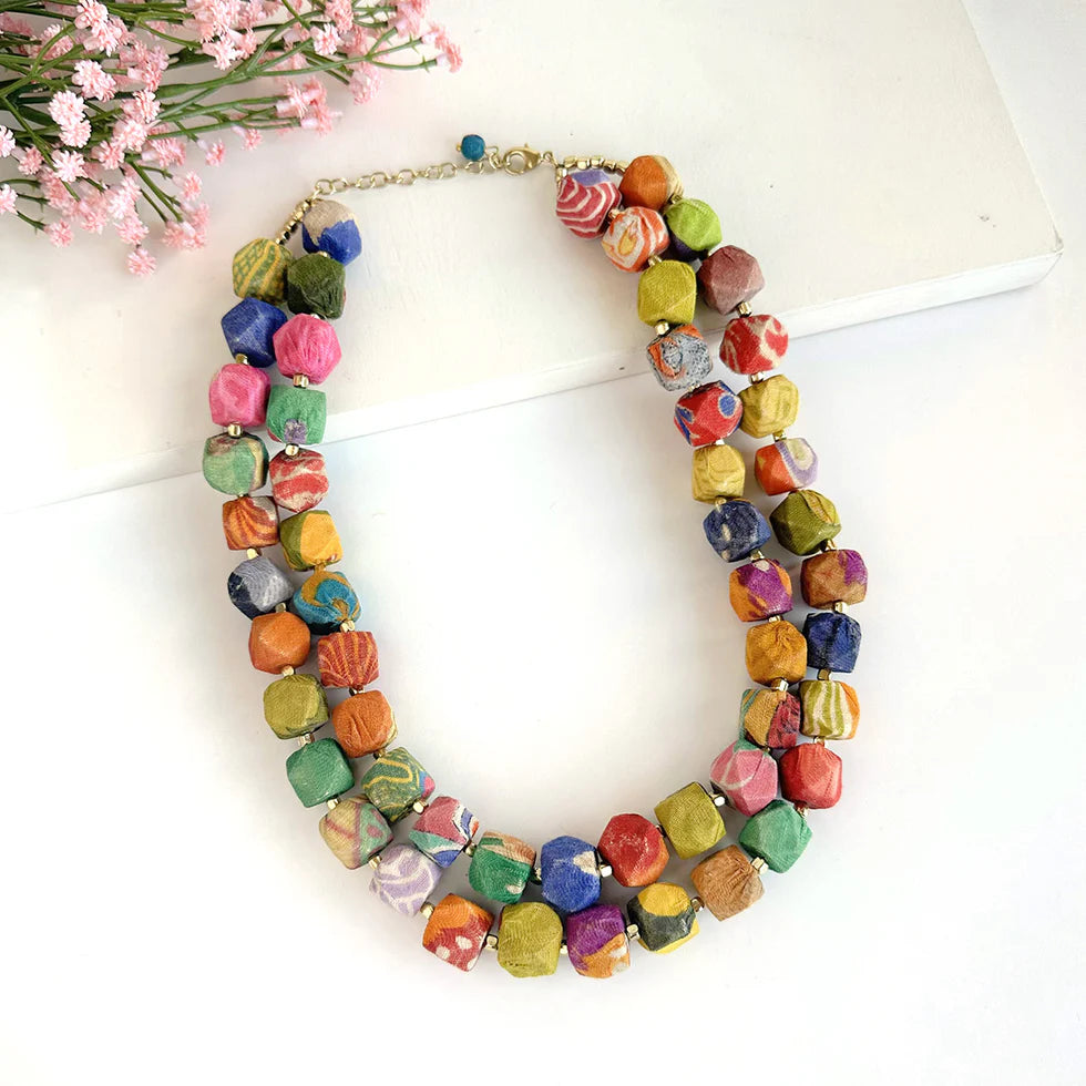 Kantha Polygon Necklace