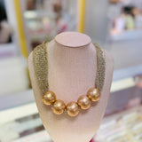 Beaded Mesh Statement Necklace