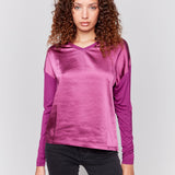 Satin Front Long Sleeve Top