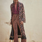 Long Printed Velvet Kimono