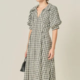 Gingham Puff Sleeve Dress