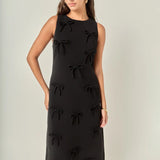 Bow Detailed Sleeveless Midi Dress