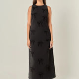 Bow Detailed Sleeveless Midi Dress