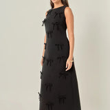 Bow Detailed Sleeveless Midi Dress