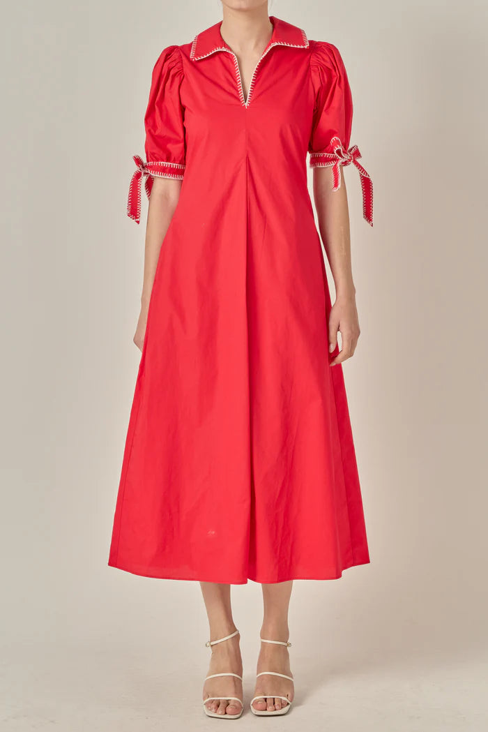 Stitch Detailed Midi Dress