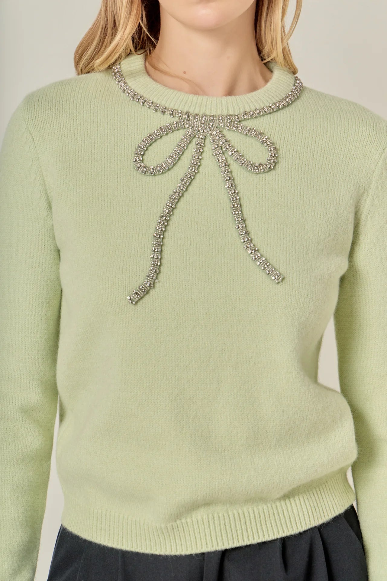 Rhinestone Bow Knit