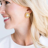 Gold with Coin Pearl Pierced Earrings
