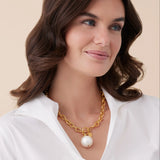 Cotton Pearl On Gold Toggle Necklace