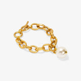 Oval Link Pearl Charm Bracelet