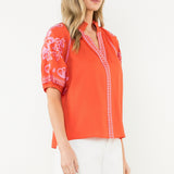 Embroidered Puff Sleeve Top