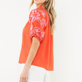 Embroidered Puff Sleeve Top