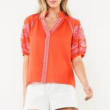 Embroidered Puff Sleeve Top