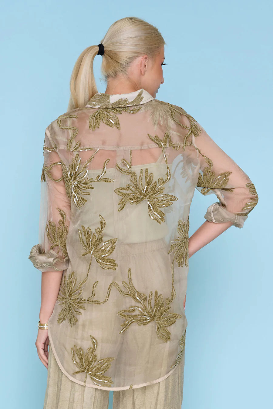 Sequined Embroidered Shirt