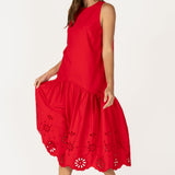 Cotton Eyelet Midi Dress