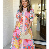 Las Floral Striped Midi