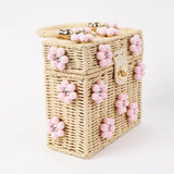 Daisy Flower Wicker Bucket Purse